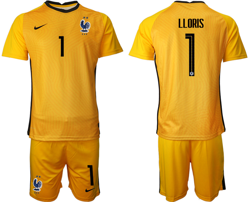 Men 2021 France yellow goalkeeper #1 soccer jerseys->youth soccer jersey->Youth Jersey